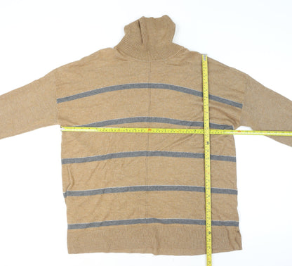 Next Women’s Beige Striped Roll Neck Long Sleeve Jumper Size 20