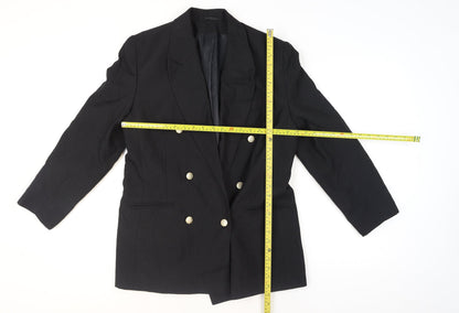 Classic Woman Black Double-Breasted Blazer Jacket UK 14