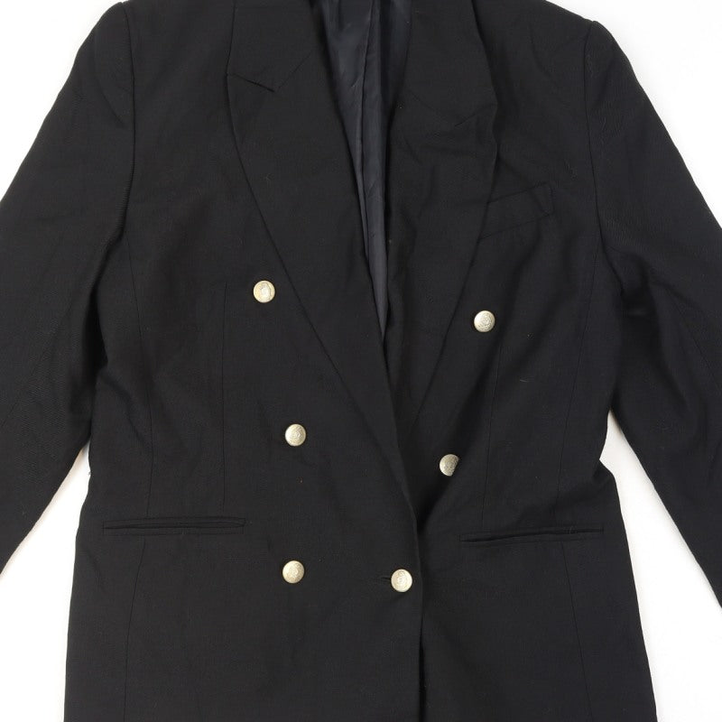Classic Woman Black Double-Breasted Blazer Jacket UK 14