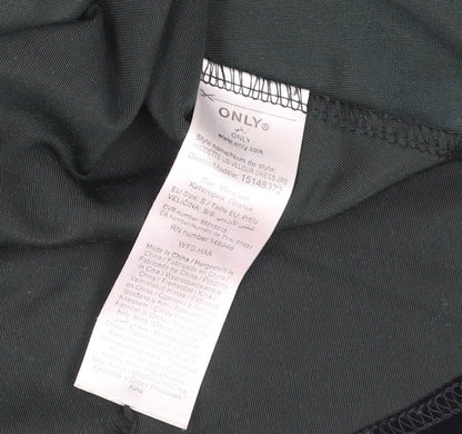 ONLY Women's Green Velour Shift Dress Size S Long Sleeve Party