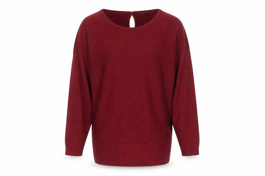 Roman Women Red 14 Pullover Knit Jumper 3/4 Sleeve Relaxed Fit