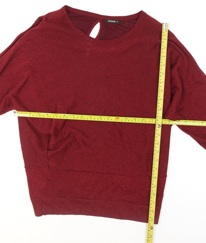 Roman Women Red 14 Pullover Knit Jumper 3/4 Sleeve Relaxed Fit