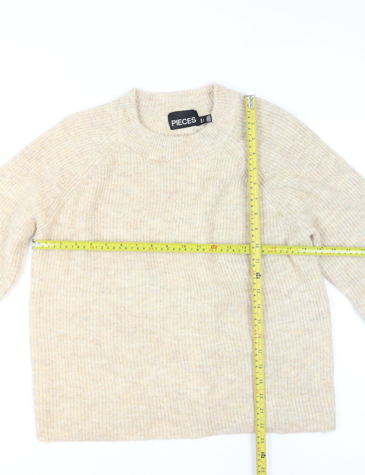 Womens UK Size L Pieces Beige Pullover Jumper