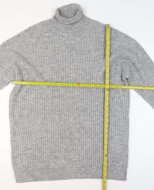 ASOS DESIGN Women’s Grey Roll Neck Ribbed Knit Jumper Size S UK 8-10