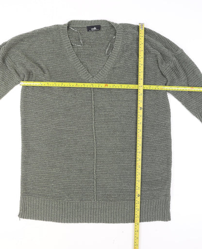 Wallis Women's Green L Chunky-Knit V-Neck Cardigan
