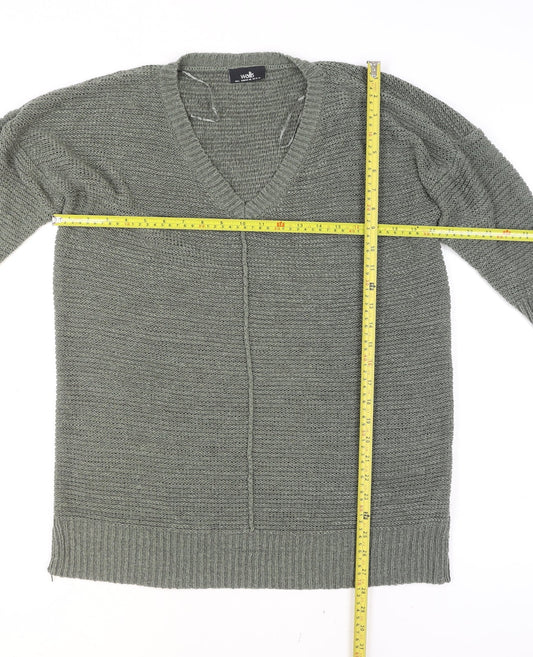 Wallis Women's Green L Chunky-Knit V-Neck Cardigan