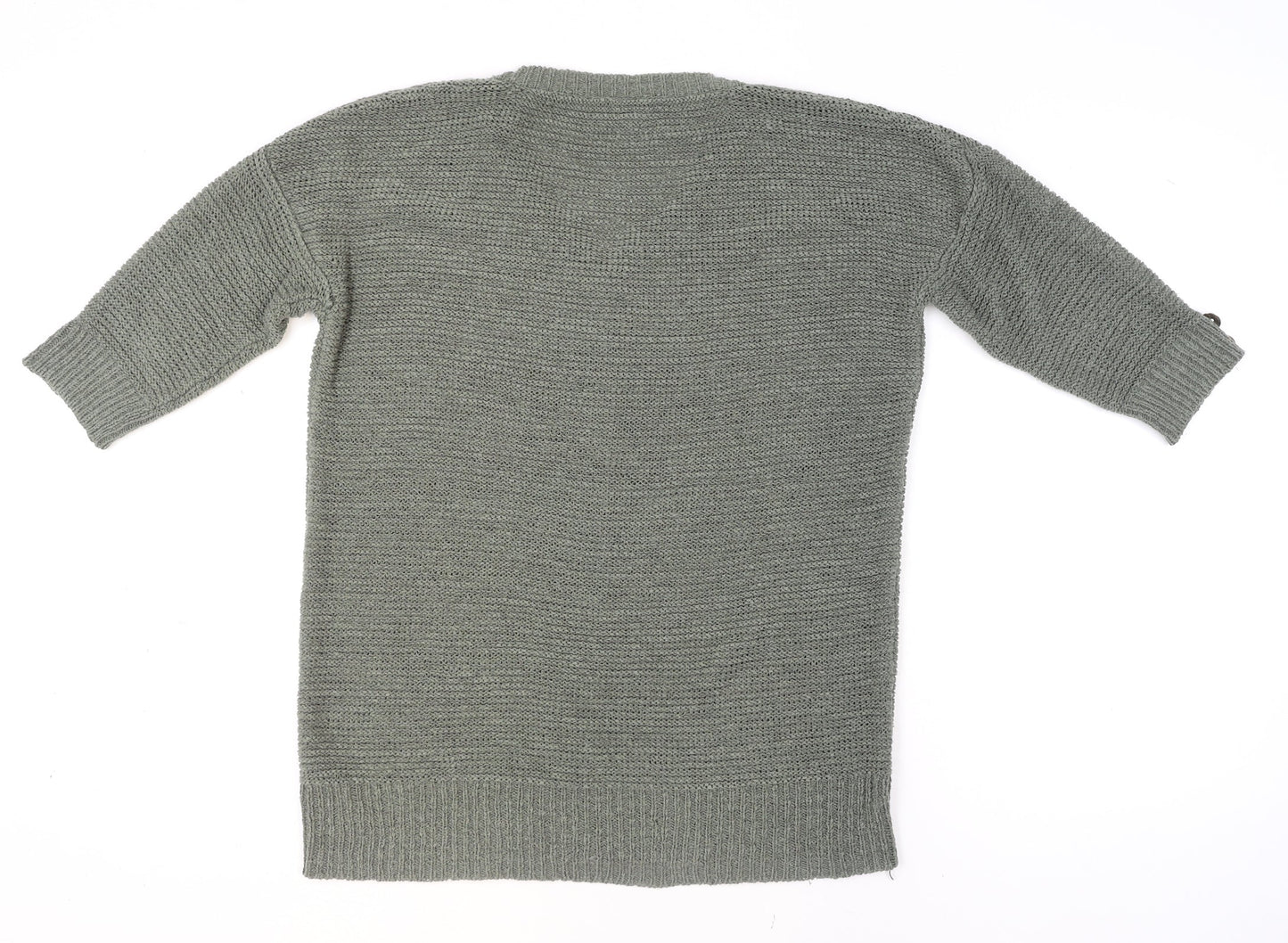 Wallis Women's Green L Chunky-Knit V-Neck Cardigan