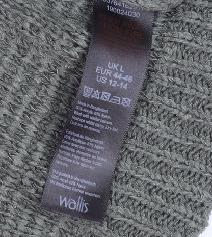 Wallis Women's Green L Chunky-Knit V-Neck Cardigan
