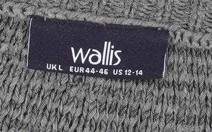 Wallis Women's Green L Chunky-Knit V-Neck Cardigan