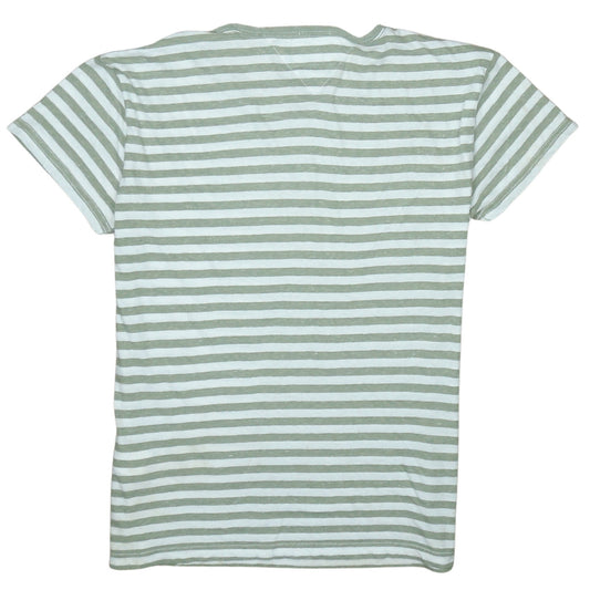 Tommy Hilfiger Men’s Green Striped Crew Neck Cotton Blend T-Shirt M