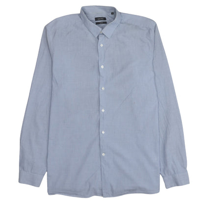 Calvin Klein Men's Blue Slim Fit Long Sleeve Button-Up Shirt