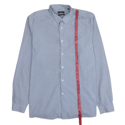Calvin Klein Men's Blue Slim Fit Long Sleeve Button-Up Shirt
