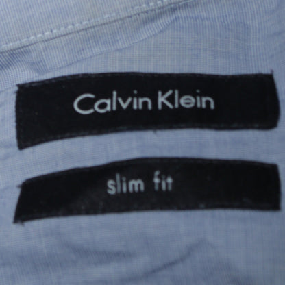 Calvin Klein Men's Blue Slim Fit Long Sleeve Button-Up Shirt