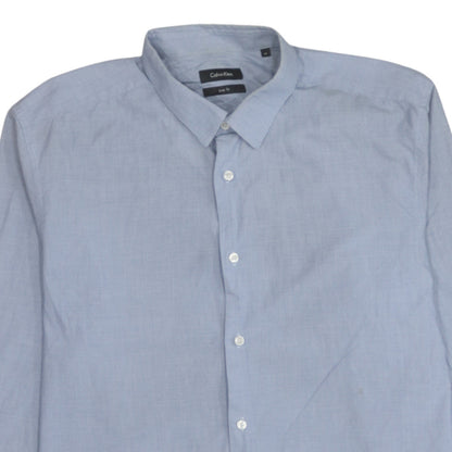 Calvin Klein Men's Blue Slim Fit Long Sleeve Button-Up Shirt