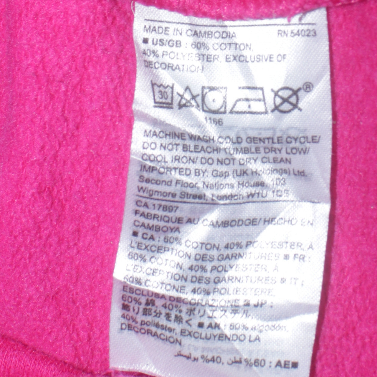 Womens UK Size L Gap Pink Full Zip Hoodie