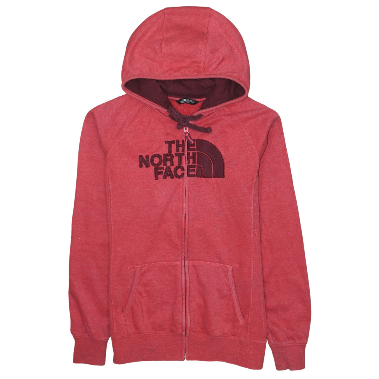 Womens UK Size M The North Face Red Full Zip Hoodie