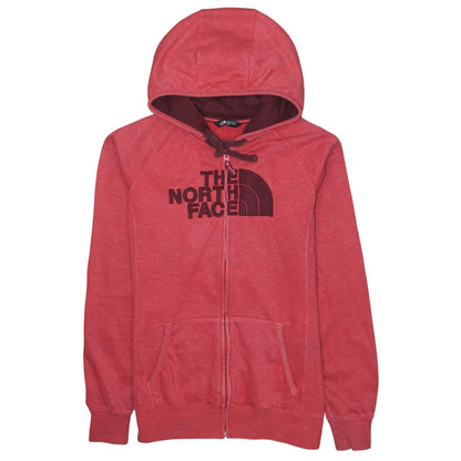 Womens UK Size M The North Face Red Full Zip Hoodie