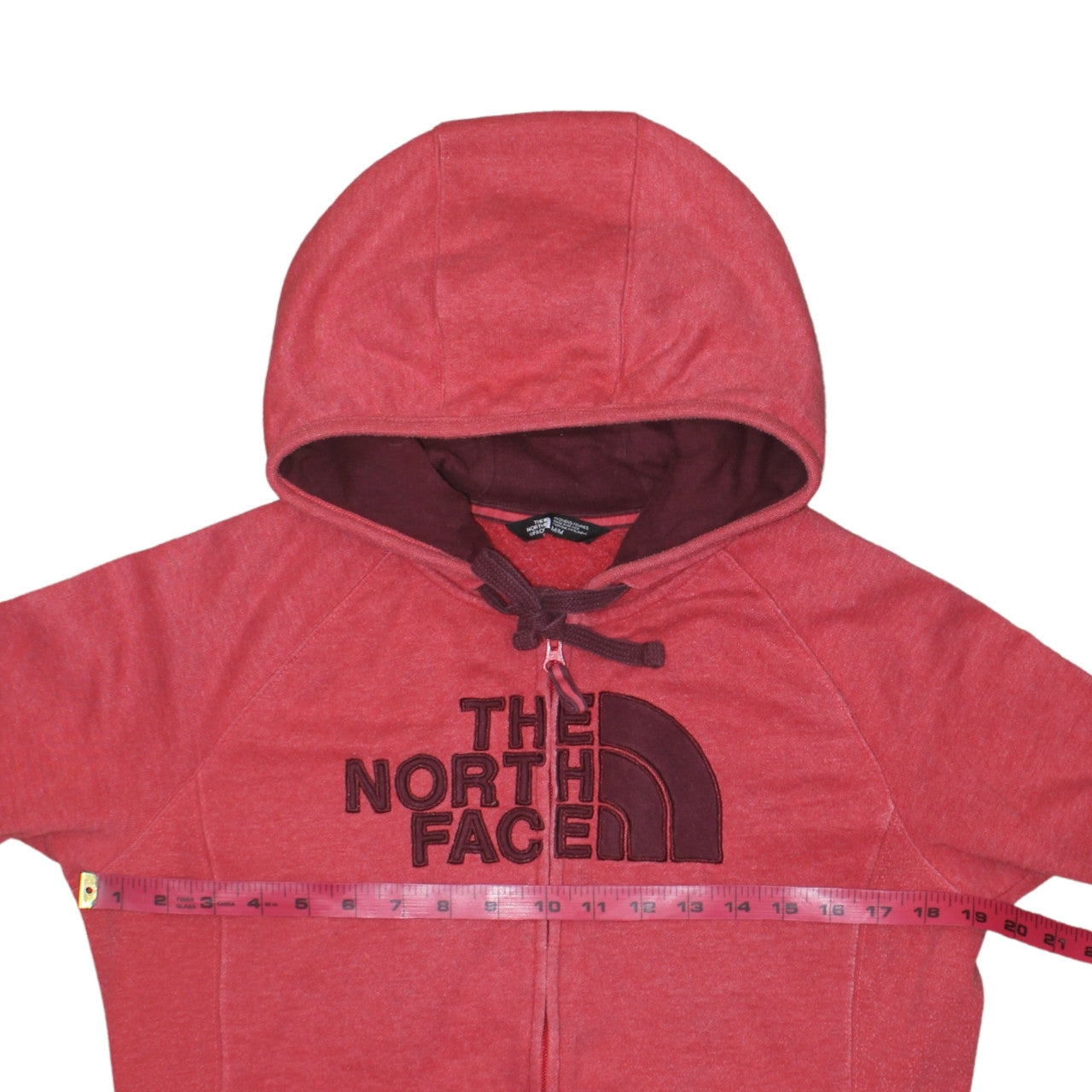 Womens UK Size M The North Face Red Full Zip Hoodie