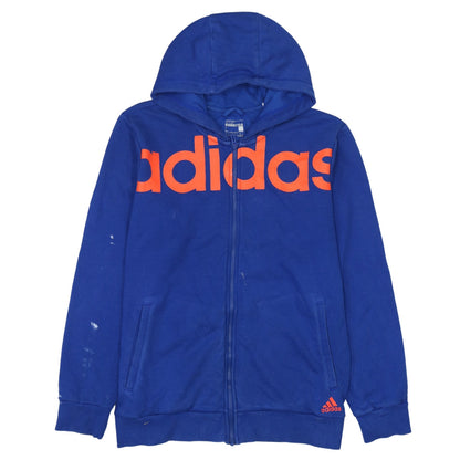 Mens UK Size L adidas Blue Full Zip Hoodie