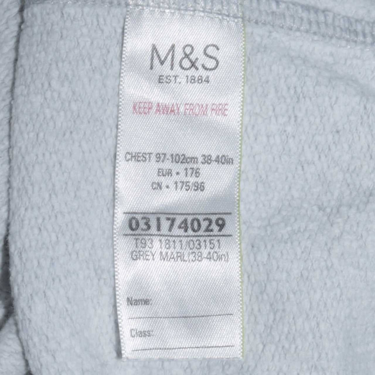 Mens UK Size M Marks and Spencer Grey Pullover Sweatshirt
