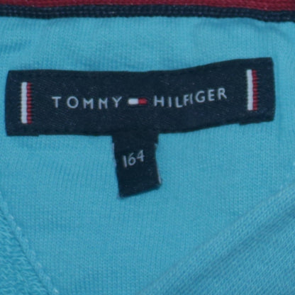 Tommy Hilfiger Boys Blue Pullover Hoodie Size 164 Cotton Logo Design