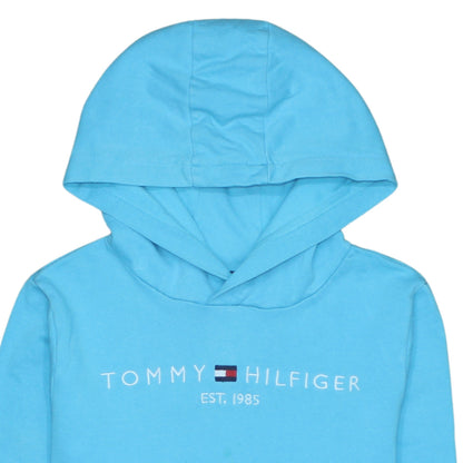 Tommy Hilfiger Boys Blue Pullover Hoodie Size 164 Cotton Logo Design