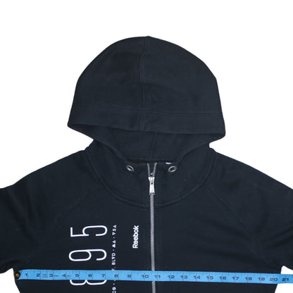 Womens UK Size M Reebok Black Full Zip Hoodie