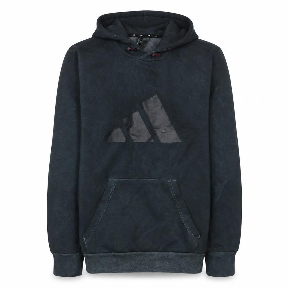 Front view of Adidas Men's Black Pullover Hoodie M Sports Logo Fleece