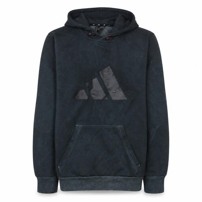 Front view of Adidas Men's Black Pullover Hoodie M Sports Logo Fleece