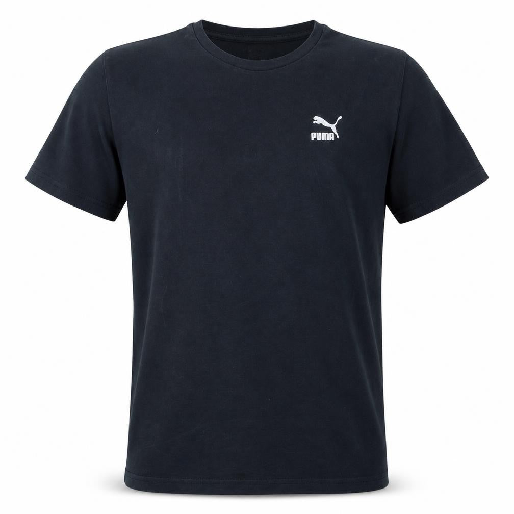 Front view of Puma Men's Black Cotton Crew Neck Short Sleeve Sports T-Shirt M