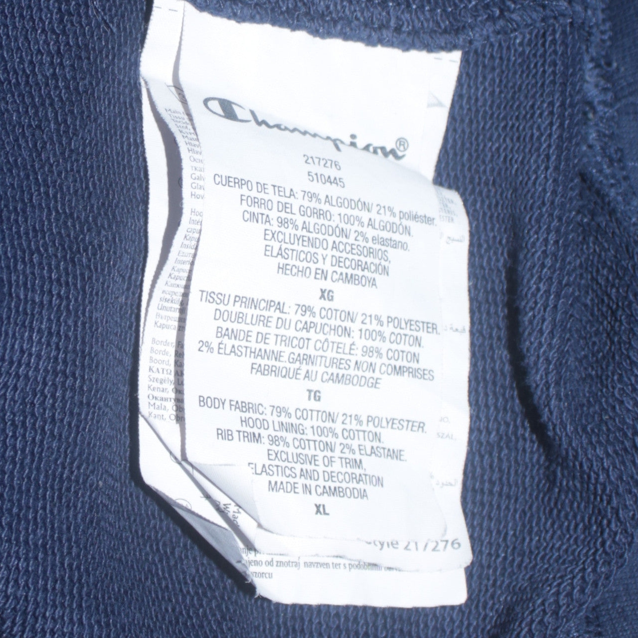 Mens UK Size XL Champion Blue Pullover Hoodie