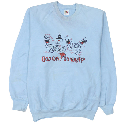 Mens UK Size L Fruit of the Loom Blue Pullover Sweatshirt