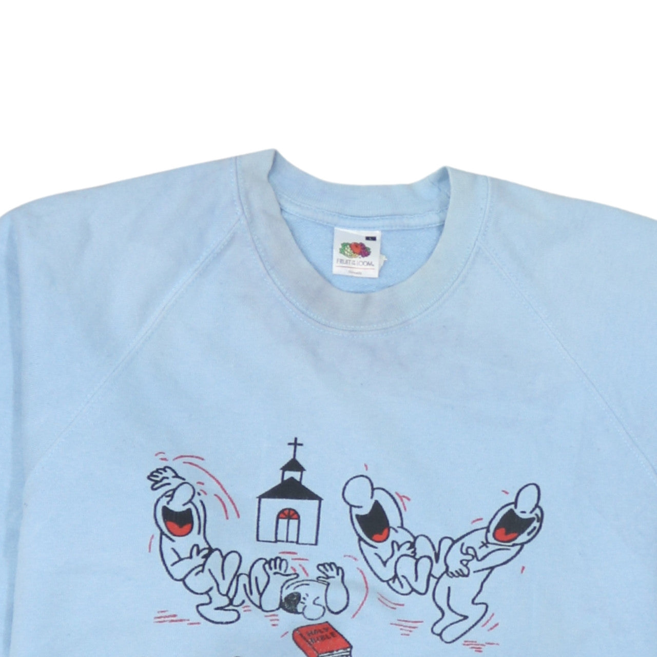 Mens UK Size L Fruit of the Loom Blue Pullover Sweatshirt