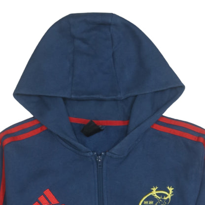 Adidas Boys Blue Full Zip Hoodie S Rugby Logo Fleece Sweatshirt