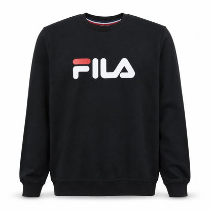 Fila Mens Black Small Logo Crew Neck Pullover Sweatshirt