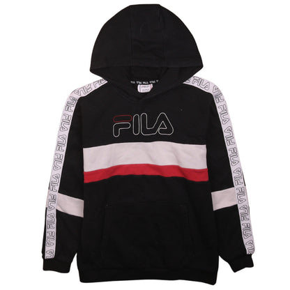 Fila Boys Black Hoodie 13-14 Years Pullover Logo Cotton Blend