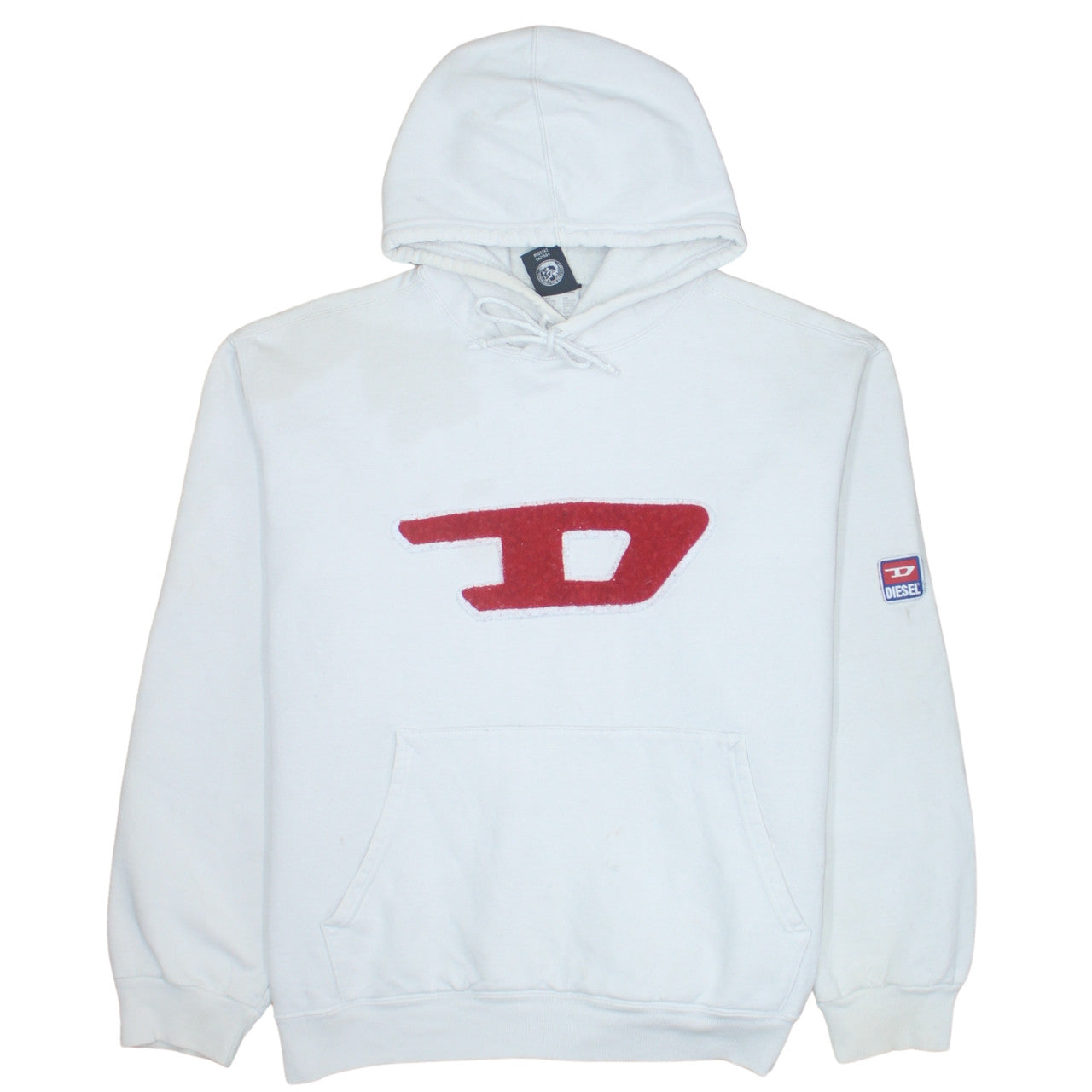 Womens UK Size 2XL Diesel White Pullover Hoodie