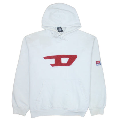Womens UK Size 2XL Diesel White Pullover Hoodie