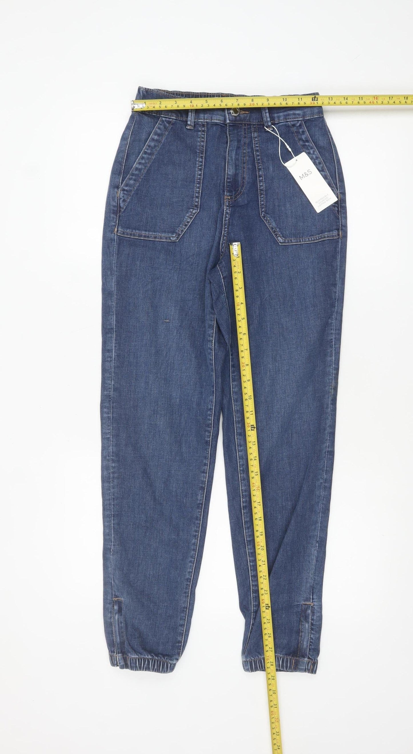 Womens UK Size 6 Marks and Spencer Regular Fit Tapered Blue Jeans