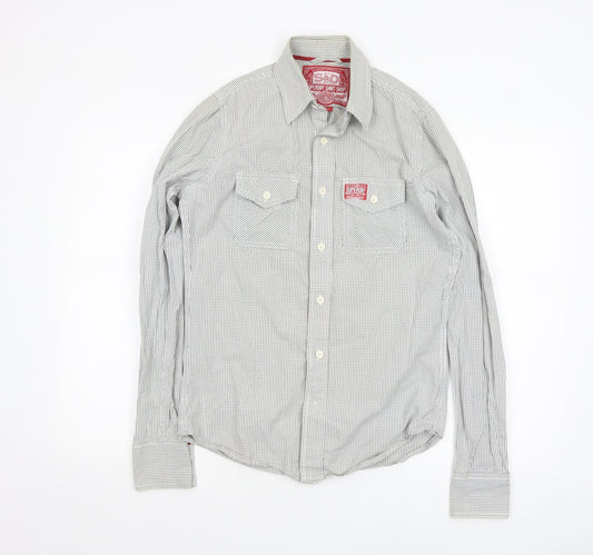 Superdry Men's White Check Cotton Button-Up Shirt Small