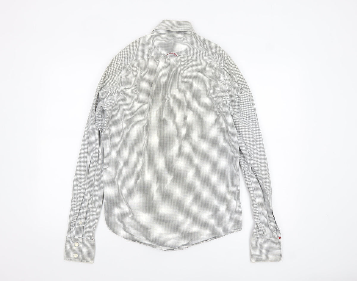 Superdry Men's White Check Cotton Button-Up Shirt Small