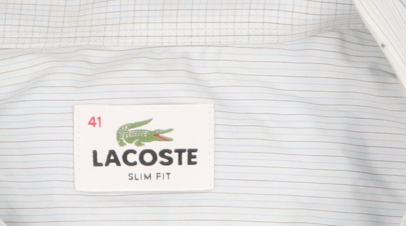 Mens UK Collar Size 41 Lacoste Smart Blue  Dress Shirt