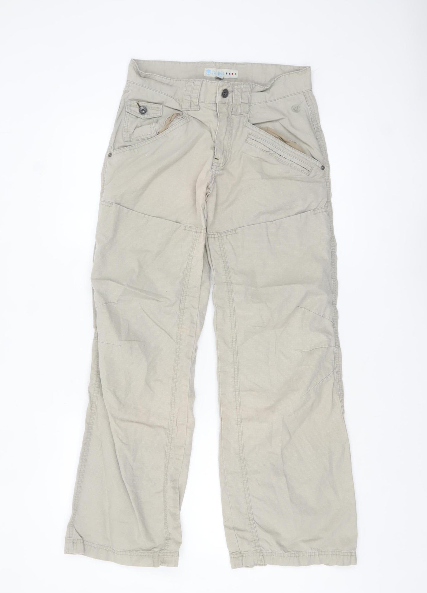 Girls UK Size 13 Years Fa Face Regular Fit Cargo Beige Trousers