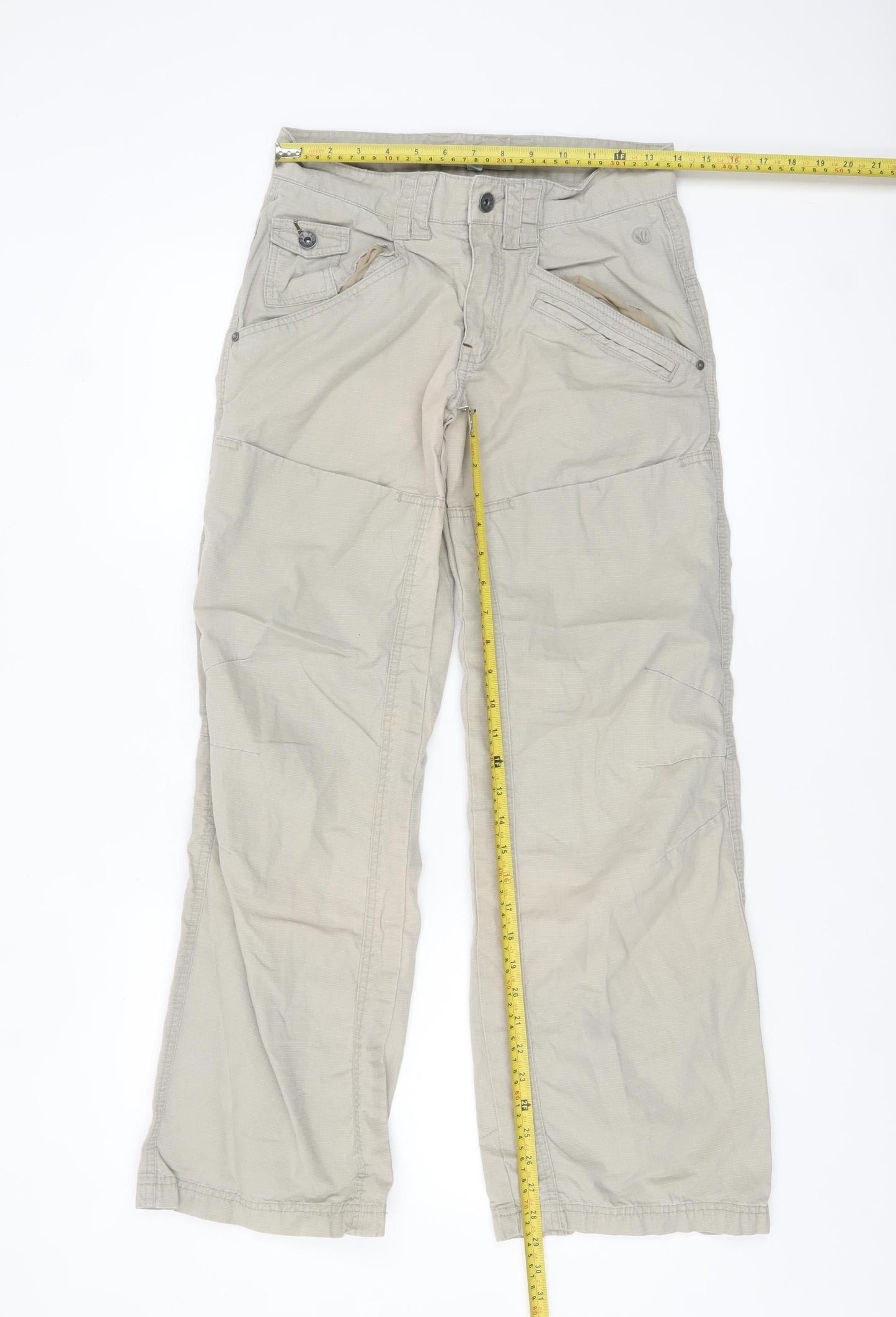 Girls UK Size 13 Years Fa Face Regular Fit Cargo Beige Trousers