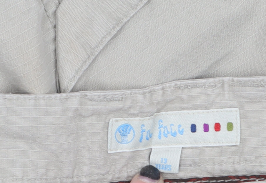 Girls UK Size 13 Years Fa Face Regular Fit Cargo Beige Trousers