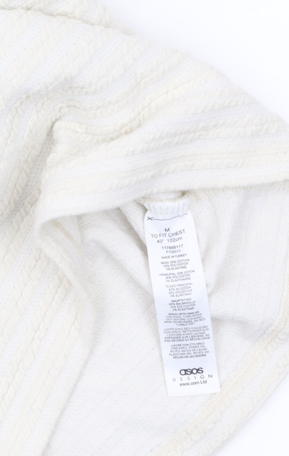 Womens UK Size M ASOS DESIGN Ivory Basic Tank