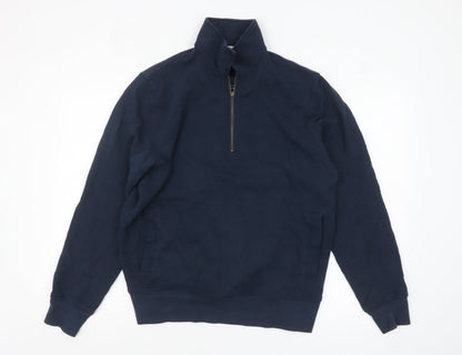 Mens UK Size M White Stuff Blue 1/2 Zip Sweatshirt