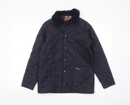 Barbour Boys Blue Quilted Jacket Lined Mid-Length 10-11 Years