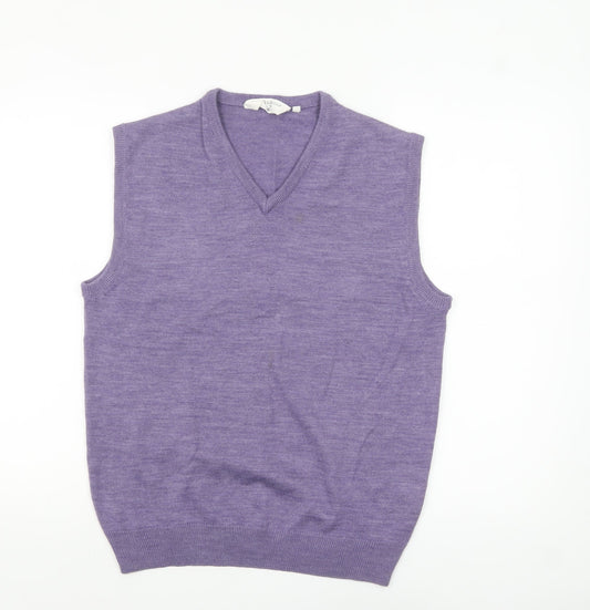 Bar Harbour Men’s Purple Wool Blend V-Neck Sleeveless Vest M