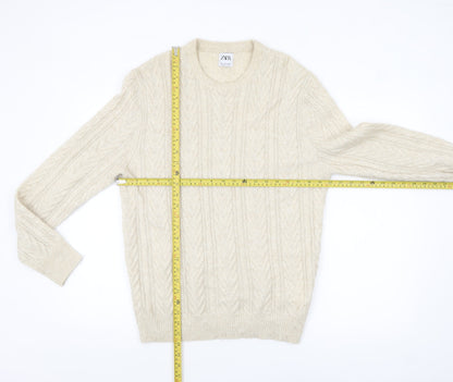 Mens UK Size L Zara Beige Pullover Jumper